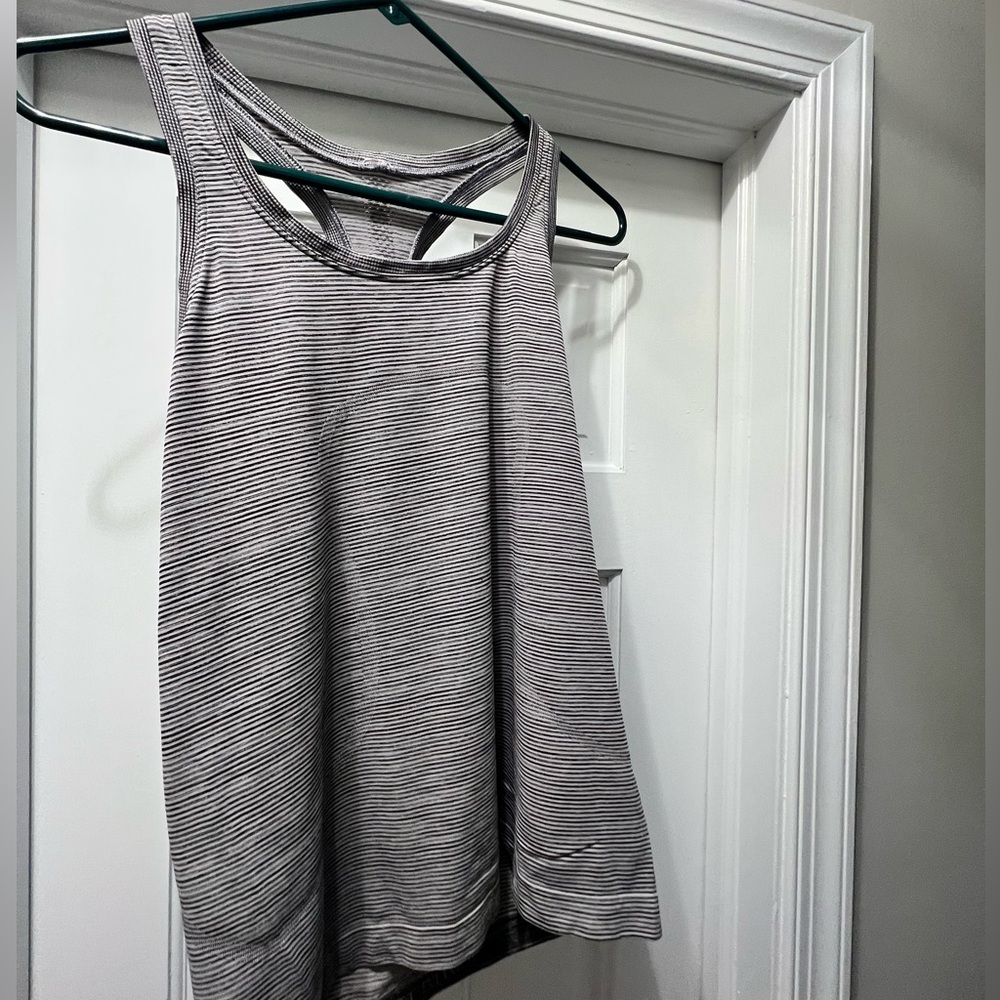 Lululemon black and white Striped Racerback Tank Top size 10